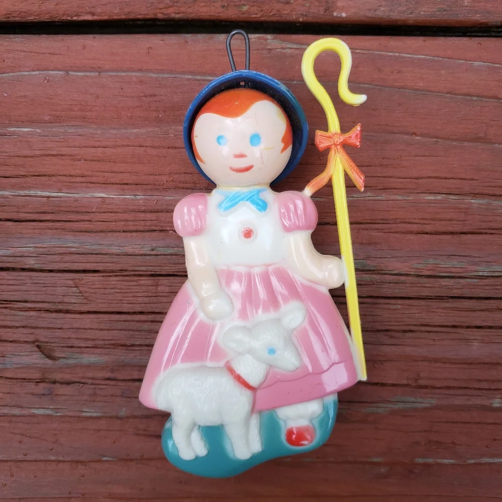 Vintage 1969 Little Bo Peep Ornament - Hard Plastic - Stahlwood Toy MFG. CO.